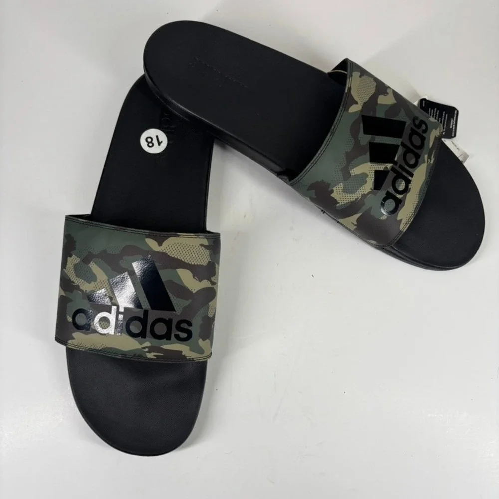 Adidas‎ Adilette Men's US 18 Camouflage Cloudfoam Slip-On Comfort Slide Sandals